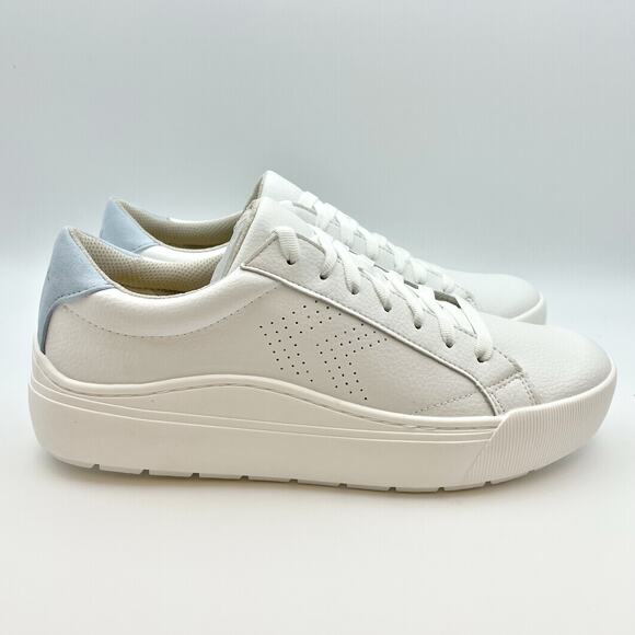 Dr. Scholls Womens Take it Easy Platform Sneaker Size 8.5 White Blue Leather NIB - Picture 3 of 13